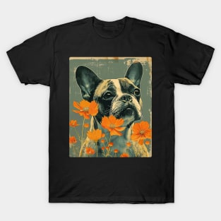 Bulldog Flowers Photo Art Design For Dog Onwer T-Shirt